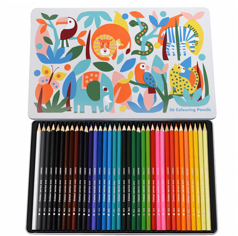 Crayons de couleur boîte métallique Animaux