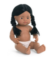 Poupée fille Amérindienne cheveux noirs 38 cm
