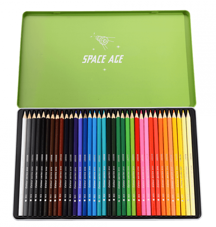 Crayons de couleur boîte métallique Espace