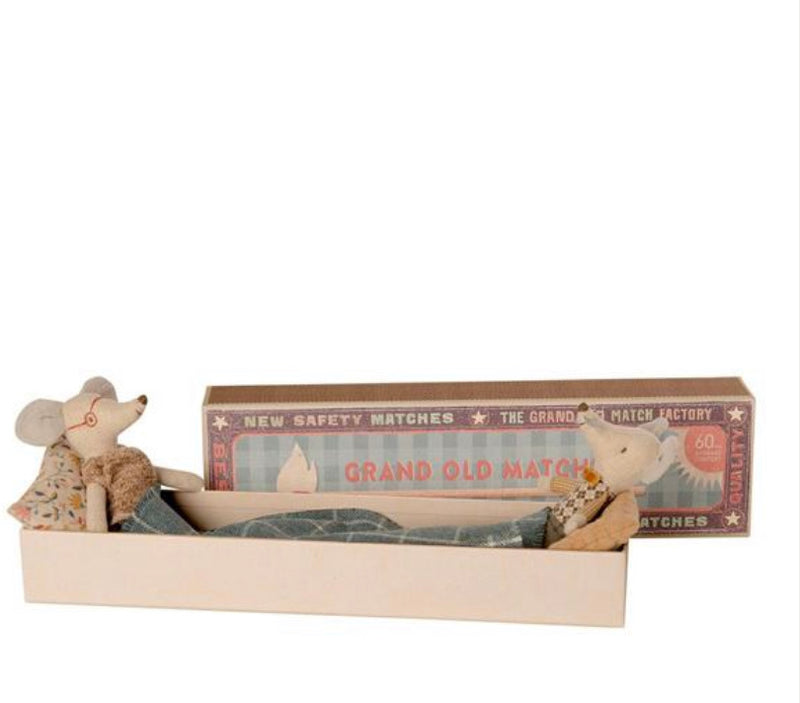 Maileg Grandma & Grandpa mice in match box