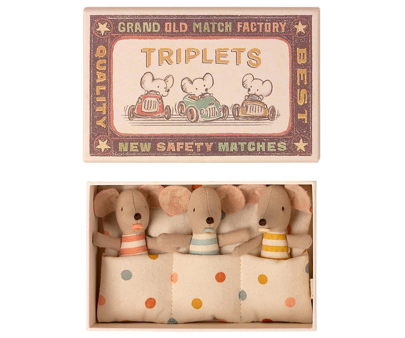 Maileg Triplets Baby mice in matchbox