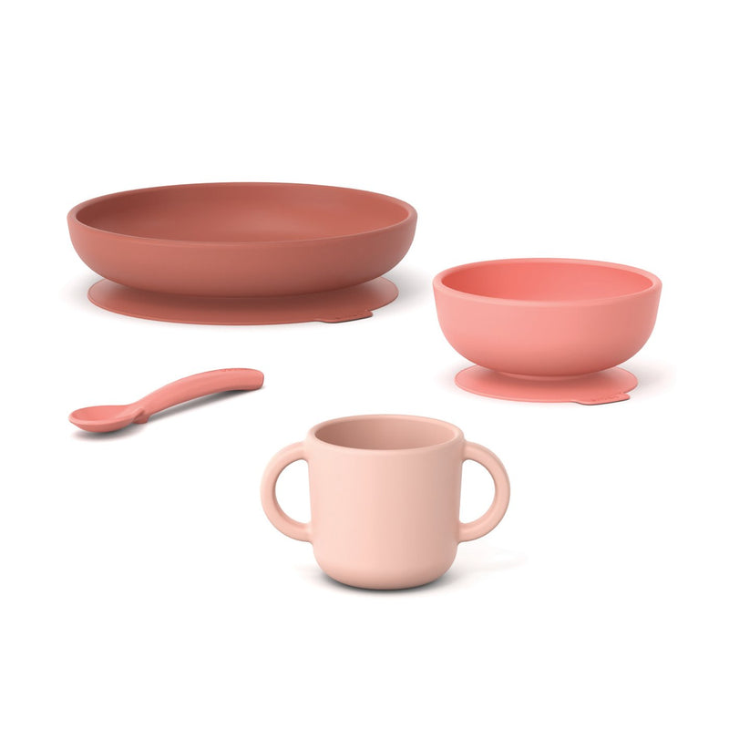 Ekobo Bambino Silicone Baby Meal Set with Spoon Coral