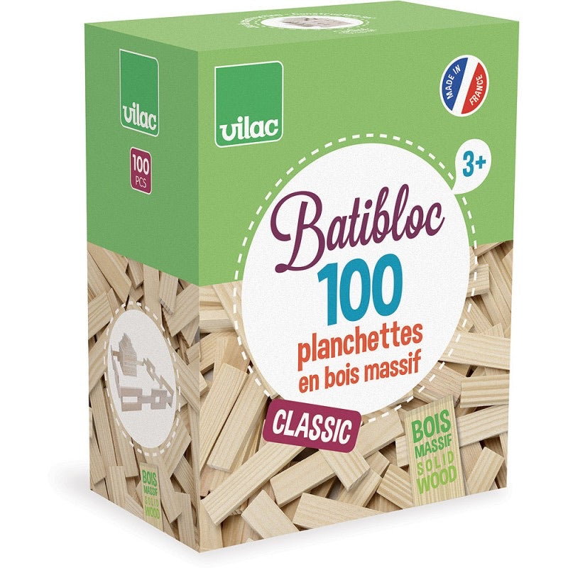 Vilac Batibloc Classic 100 planchettes en bois massif