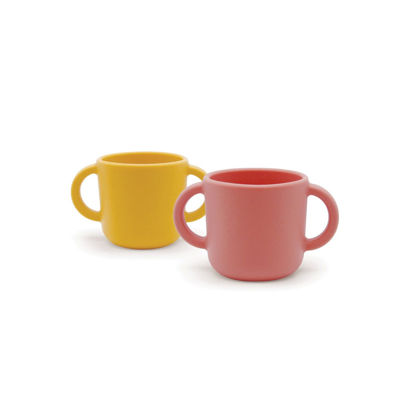 Ekobo Bambino Silicone Cup with Handles - 2 Pack Coral/Mimosa