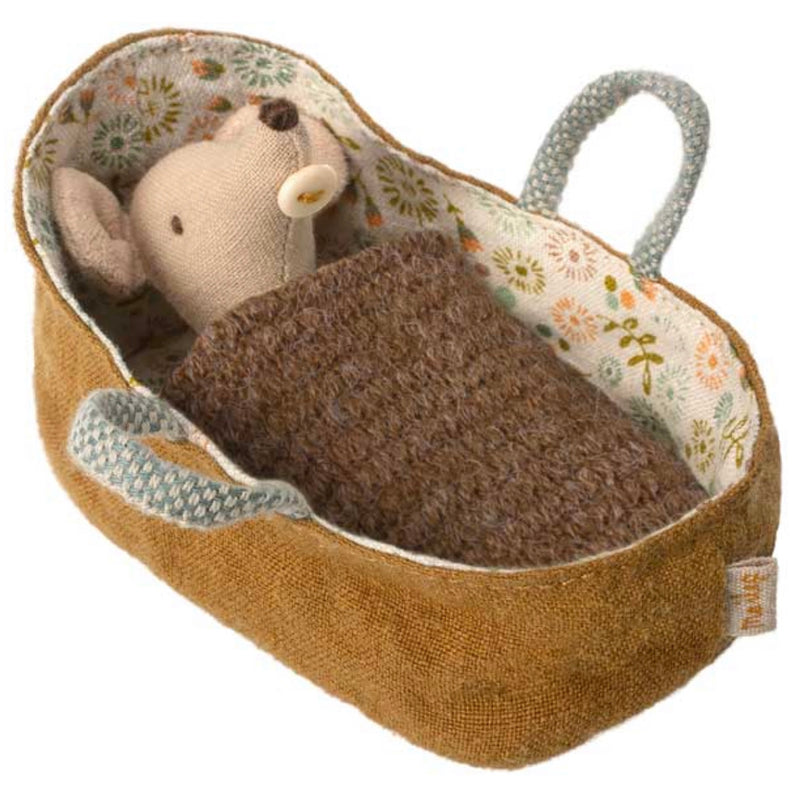 Maileg Baby mouse in carrycot
