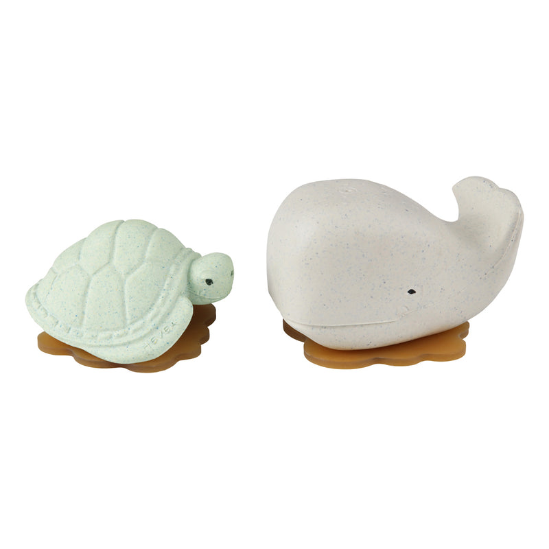 Hevea Squeez & Splash Bath Toy Whale&Turtle Frosty White&Sage