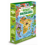 Puzzle géant 200 pièces Le monde des dinosaures - Livre, puzzle et silhouettes à emboîter