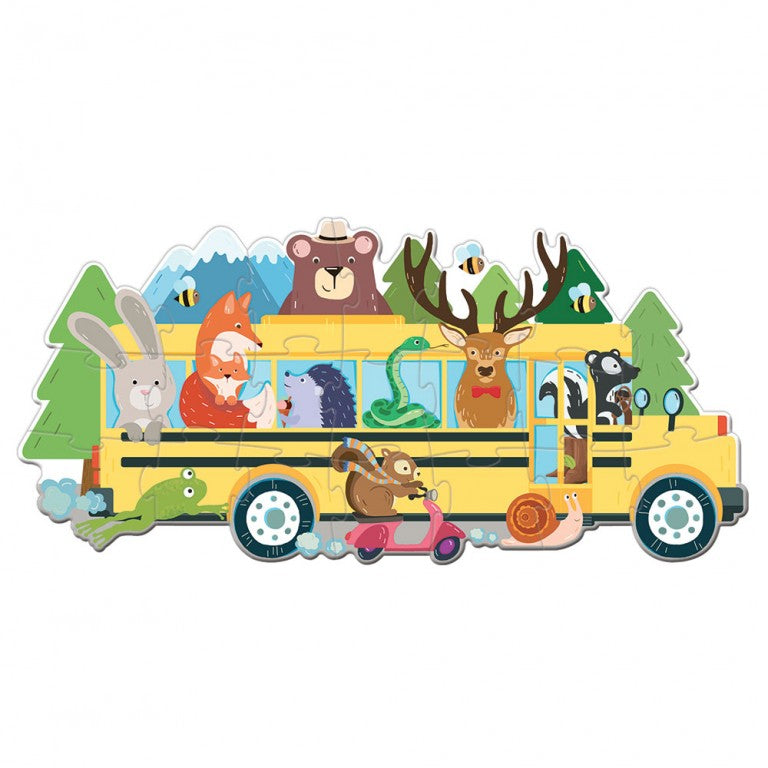 Puzzle et livre « Le bus des animaux » - 20 pièces