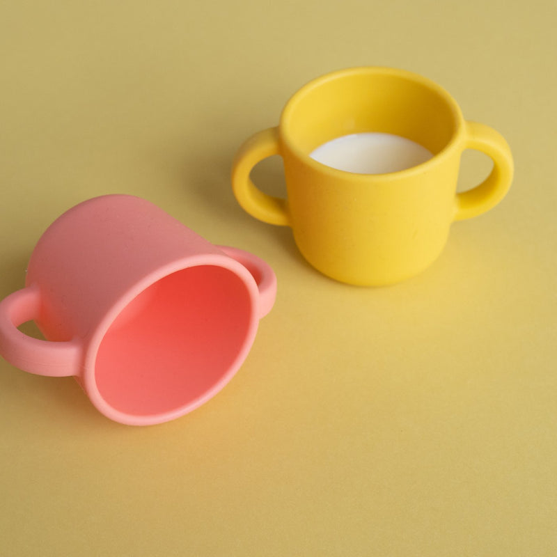 Ekobo Bambino Silicone Cup with Handles - 2 Pack Coral/Mimosa