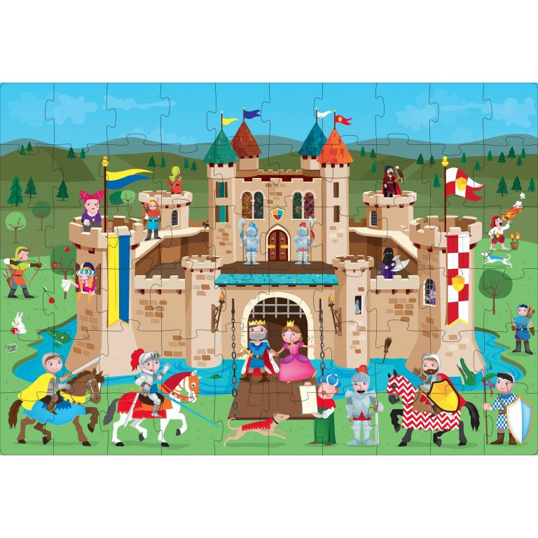 Mallette livre et un puzzle géant 60 pièces - Les chevaliers du Moyen Âge