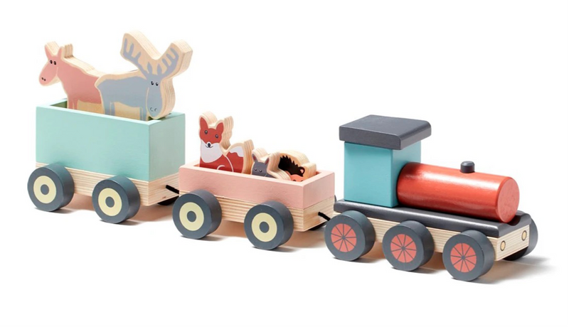 Kid’s Concept Wooden train with animals edvin