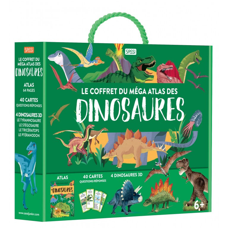 Coffret méga atlas des dinosaures - Atlas, cartes questions/réponses, dinosaures 3D