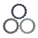 Mushie Teething Flower Bracelet - Steel/Dark grey/Stone